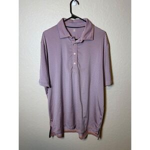 RLX Striped Golf Polo Shirt Mens Short Sleeve Peach Purple Casual Sport